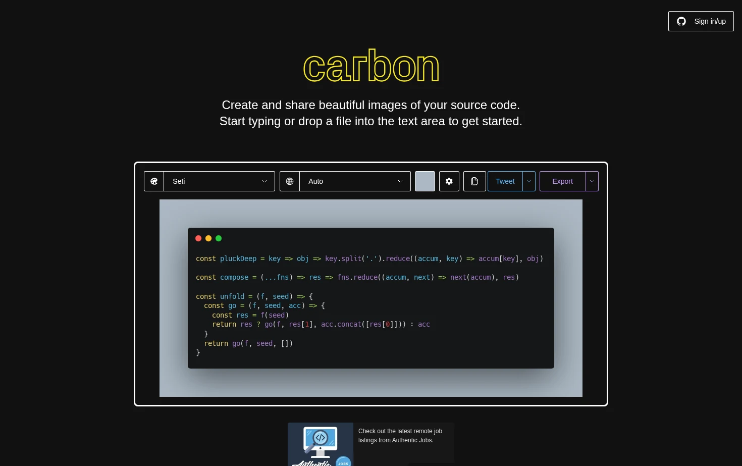 Carbon 页面快照